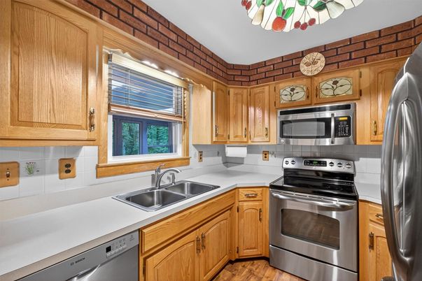 Interior, Kitchen, Stainless Steel Appliances, Wood Texture Flooring