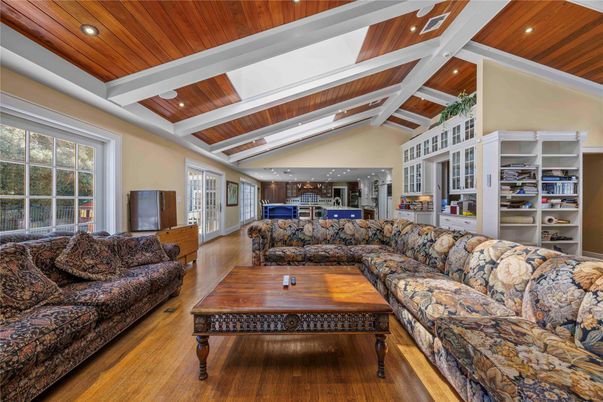 Interior, Living room, Recessed Lighting, Wooden Ceilings, Wood Texture Flooring