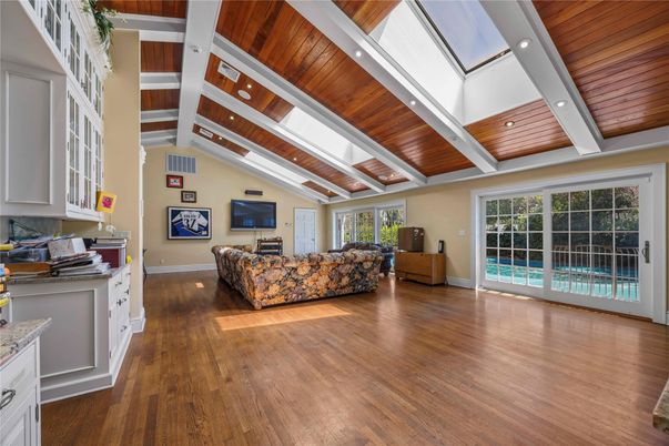 Interior, Living room, Recessed Lighting, Wooden Ceilings, Wood Texture Flooring