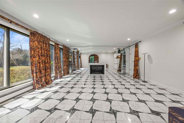 Fireplace, Interior, Marble, Recessed Lighting