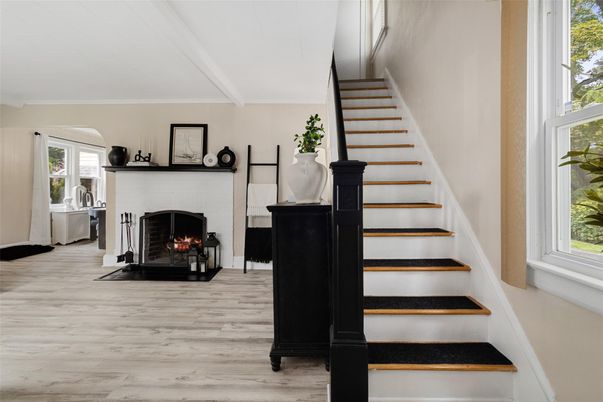Fireplace, Interior, Wood Texture Flooring