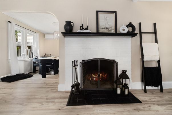 Fireplace, Interior, Wood Texture Flooring