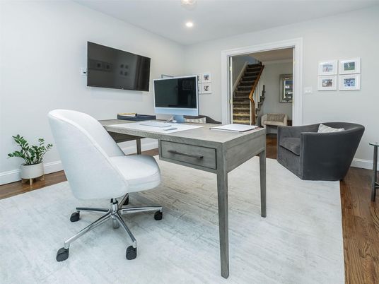 Home Office, Interior, Recessed Lighting, Wood Texture Flooring