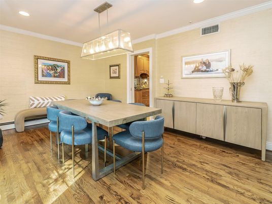 Dining room, Interior, Pendant Lights, Recessed Lighting, Wood Texture Flooring