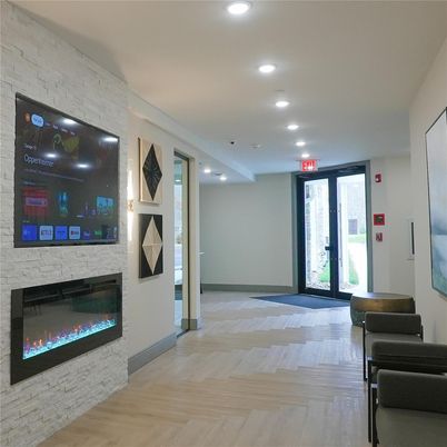 Fireplace, Interior, Recessed Lighting, Wood Texture Flooring