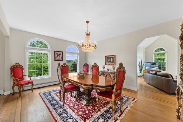 Chandelier, Dining room, Interior, Wood Texture Flooring