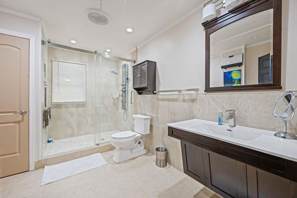 Bathroom, Glass Shower, Interior, Recessed Lighting