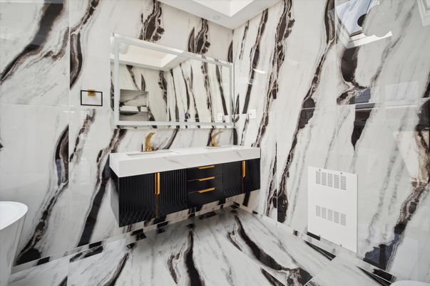 Bathroom, Dual Sink Vanities, Interior, Marble, Marble Walls
