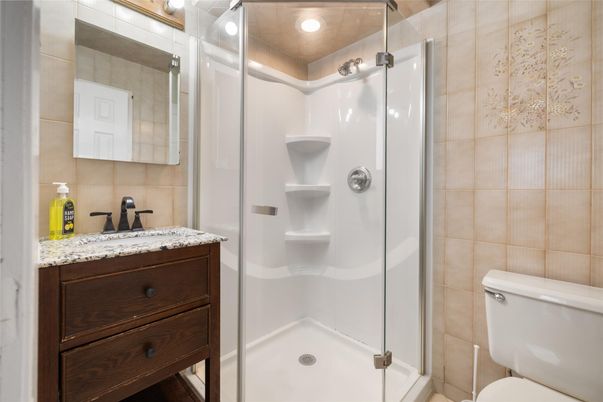 Bathroom, Glass Shower, Interior, Recessed Lighting