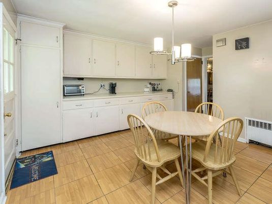 Dining room, Interior, Kitchen, Pendant Lights, Wood Texture Flooring