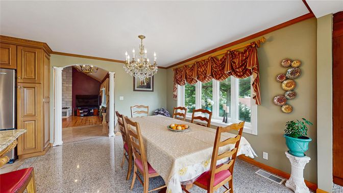 Chandelier, Dining room, Interior, Wood Texture Flooring