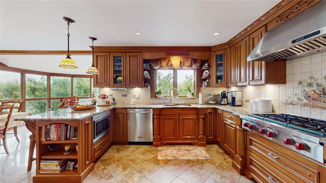 Interior, Kitchen, Pendant Lights, Recessed Lighting, Stainless Steel Appliances