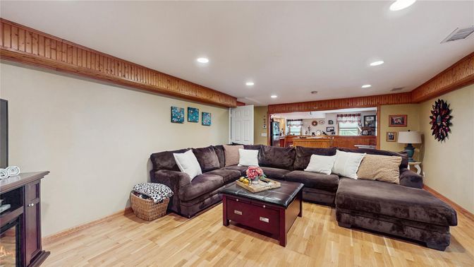 Interior, Living room, Recessed Lighting, Wood Texture Flooring