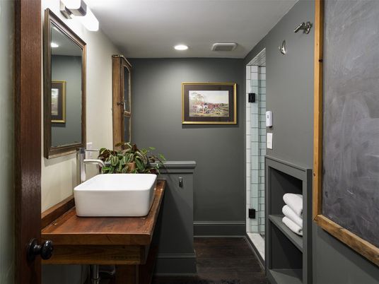 Bathroom, Interior, Recessed Lighting, Wood Texture Flooring