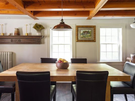 Dining room, Interior, Pendant Lights, Wooden Beams