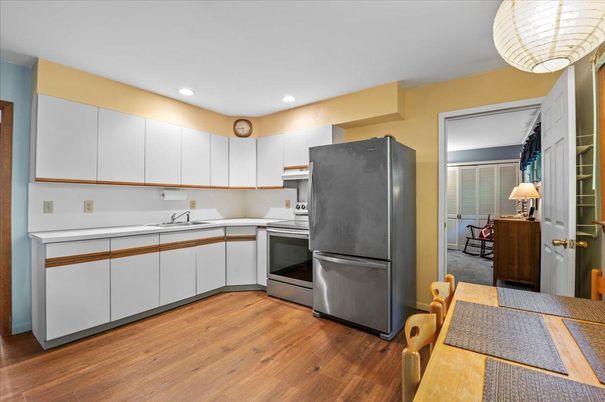 Interior, Kitchen, Recessed Lighting, Wood Texture Flooring