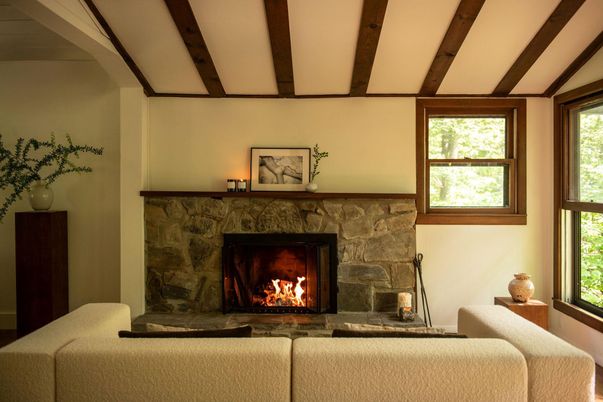 Fireplace, Interior, Wooden Beams
