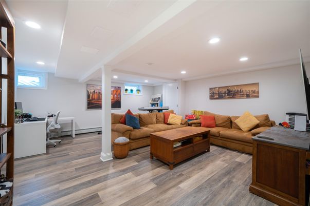 Home Office, Interior, Living room, Recessed Lighting, Wood Texture Flooring