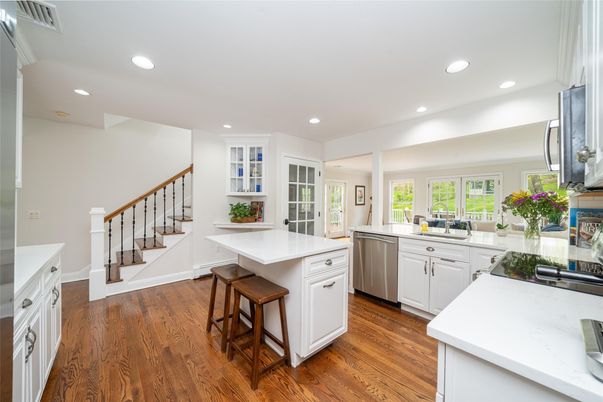 Interior, Kitchen, Recessed Lighting, Wood Texture Flooring