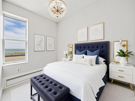 Bedroom, Interior, Pendant Lights, Water
