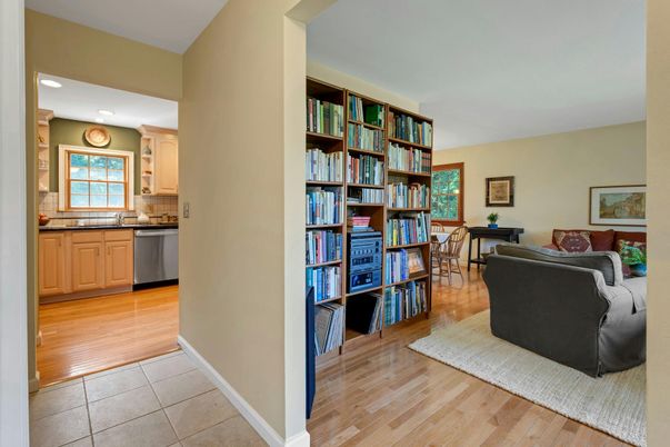 Dining room, Interior, Kitchen, Living room, Recessed Lighting, Wood Texture Flooring