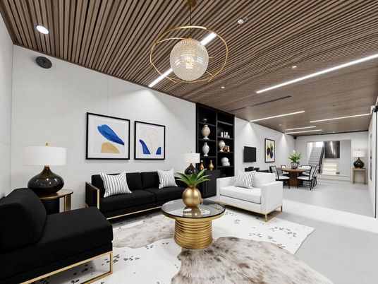 Dining room, Interior, Living room, Pendant Lights, Recessed Lighting