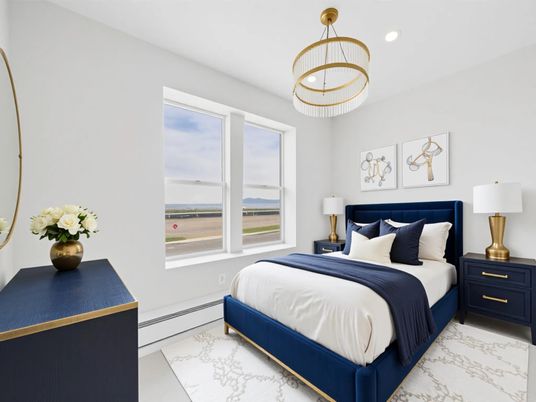 Bedroom, Interior, Marble, Pendant Lights, Recessed Lighting, Water
