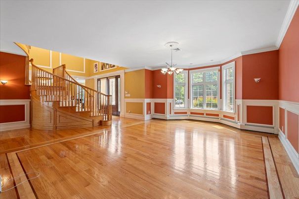 Empty room, Interior, Pendant Lights, Wood Texture Flooring