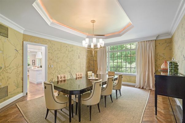 Chandelier, Dining room, Interior, Wood Texture Flooring