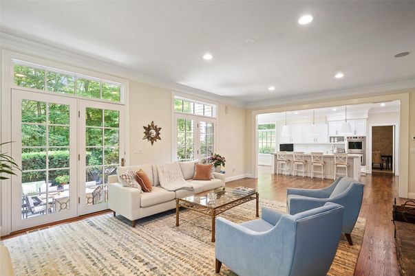 Interior, Kitchen, Living room, Pendant Lights, Recessed Lighting, Wood Texture Flooring