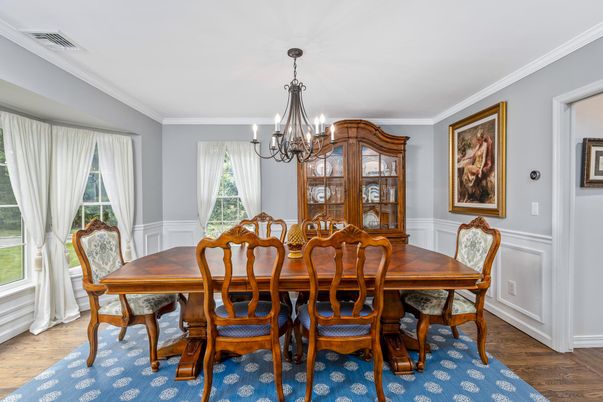 Chandelier, Dining room, Interior, Wood Texture Flooring