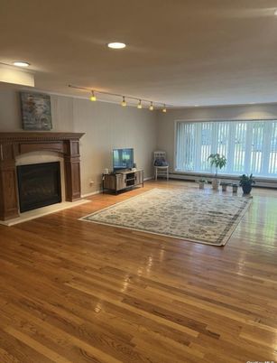 Fireplace, Interior, Recessed Lighting, Wood Texture Flooring