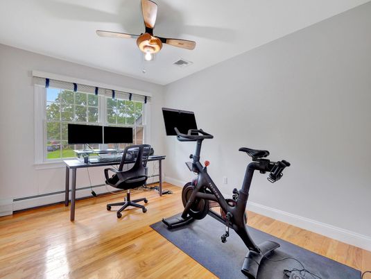 Fitness Equipment, Home Office, Interior, Wood Texture Flooring