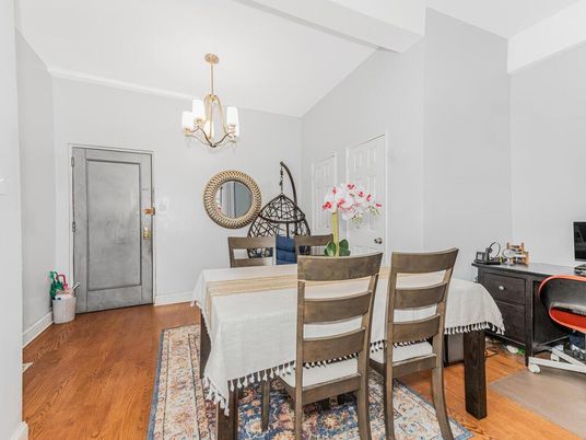 Chandelier, Dining room, Interior, Wood Texture Flooring