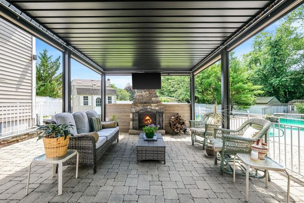 Exterior, Fireplace, Pool, Sun Room