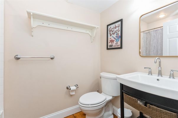 Bathroom, Interior, Recessed Lighting, Wood Texture Flooring