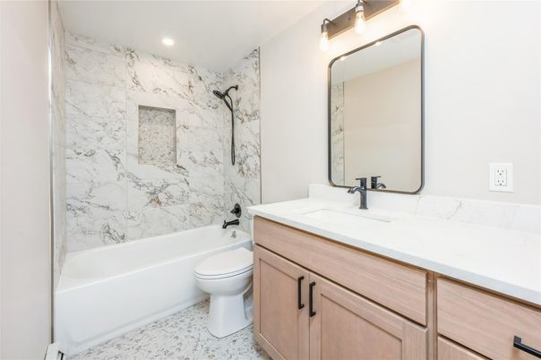 Bathroom, Interior, Marble Walls, Recessed Lighting