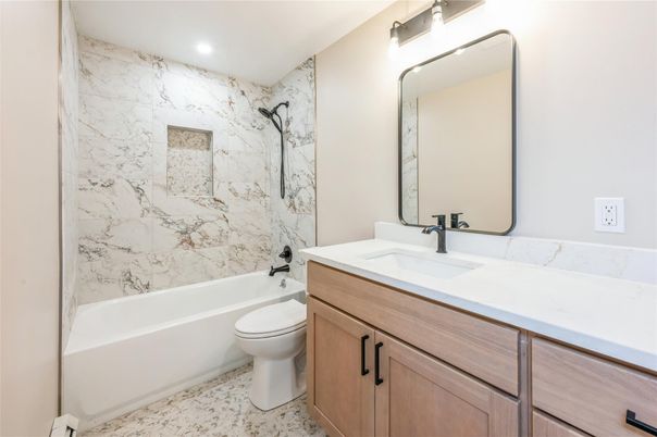 Bathroom, Interior, Marble Walls, Recessed Lighting