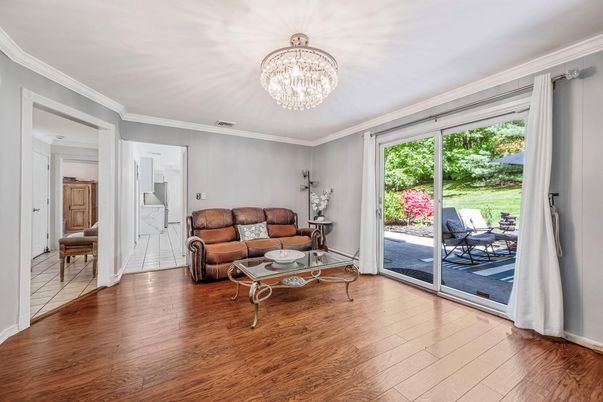 Chandelier, Interior, Living room, Wood Texture Flooring