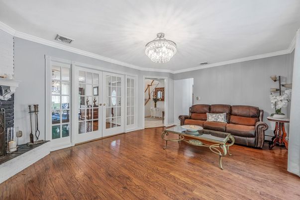 Chandelier, Fireplace, Interior, Living room, Wood Texture Flooring