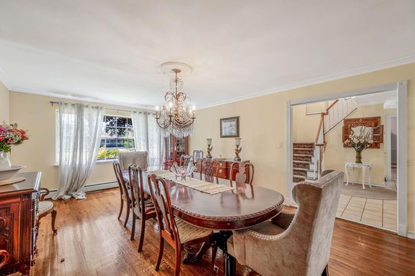 Chandelier, Dining room, Interior, Wood Texture Flooring