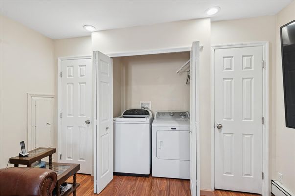 Interior, Recessed Lighting, Utility Closets, Washer, Wood Texture Flooring
