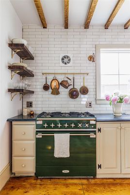 Interior, Kitchen, Stainless Steel Appliances, Wooden Beams, Wood Texture Flooring