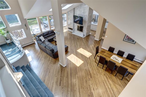 Dining room, Fireplace, Interior, Living room, Wood Texture Flooring