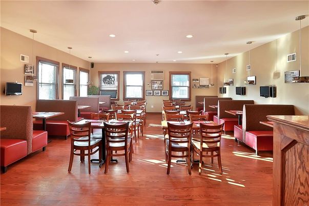 Dining room, Interior, Pendant Lights, Recessed Lighting, Wood Texture Flooring