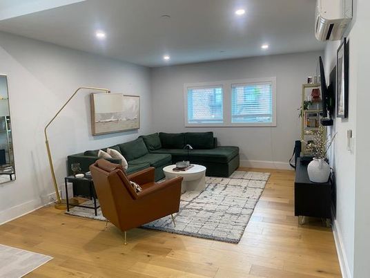 Interior, Living room, Recessed Lighting, Wood Texture Flooring