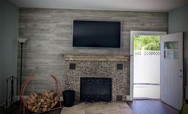 Fireplace, Interior, Wood Texture Flooring, Wooden Walls