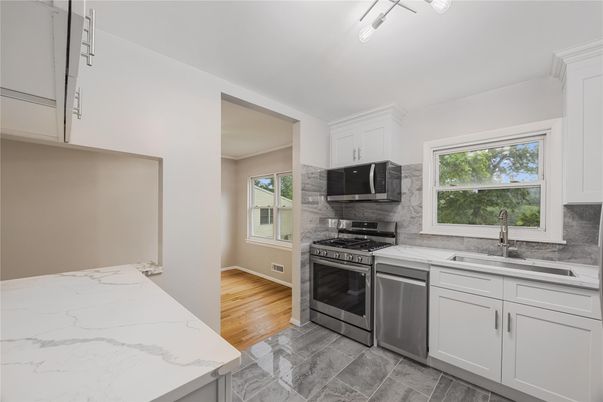 Interior, Kitchen, Stainless Steel Appliances, Wood Texture Flooring