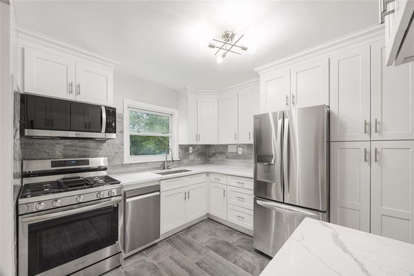 Interior, Kitchen, Stainless Steel Appliances, Wood Texture Flooring