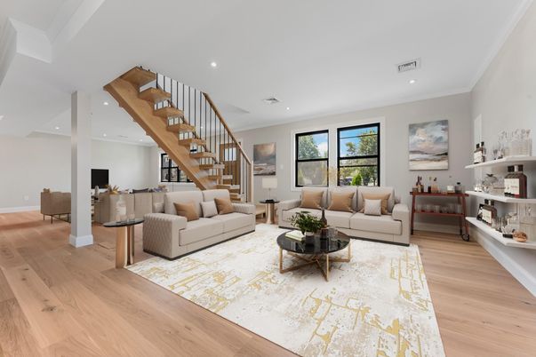 Interior, Living room, Recessed Lighting, Wood Texture Flooring